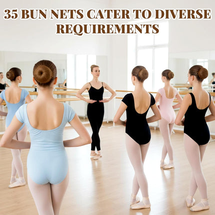 Hair Nets, 35 Pcs Invisible Hair Net for Buns, 20 Inch Strong Nylon Elastic Mesh Wig Nets Hairnet Hairs Accessories for Women Men Ballet, Food Service Workers, Kitchen Daily Styling (Brown).