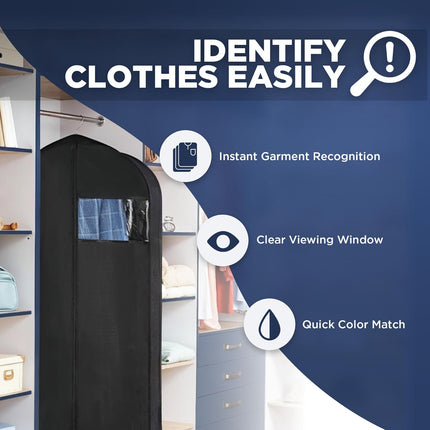Garment Bag for Hanging Clothes - Travel Suit Bag Closet Covers for Men and Women - Long Dress, Mens Jackets, Coats, Shirts, Dance Clothing Protector, Zipper Hanger Wardrobe Dust Cover (42 Inch).