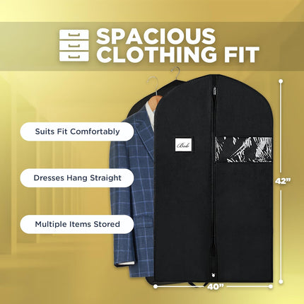 Garment Bag for Hanging Clothes - Travel Suit Bag Closet Covers for Men and Women - Long Dress, Mens Jackets, Coats, Shirts, Dance Clothing Protector, Zipper Hanger Wardrobe Dust Cover (42 Inch).