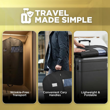 Garment Bag for Hanging Clothes - Travel Suit Bag Closet Covers for Men and Women - Long Dress, Mens Jackets, Coats, Shirts, Dance Clothing Protector, Zipper Hanger Wardrobe Dust Cover (42 Inch).