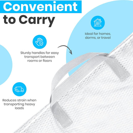Extra Large Mesh Laundry Bags 2-Pack – Heavy Duty, Machine Washable Laundry Bag with Handles & Shoulder Strap, Odor Resistant, for College Dorm, Travel, Bedding & Clothes Storage, White.