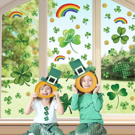 St Patricks Day Decorations,St Patricks Day Window Clings 122 PCS Reusable Spring Window Clings for St Patrick's Day Decor Shamrock Stickers Party Supplies for Kids School Home Office..