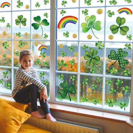 St Patricks Day Decorations,St Patricks Day Window Clings 122 PCS Reusable Spring Window Clings for St Patrick's Day Decor Shamrock Stickers Party Supplies for Kids School Home Office..
