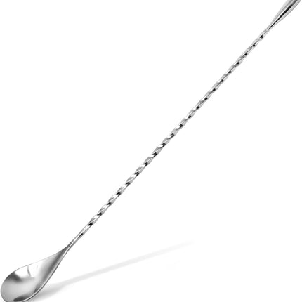 Zulay Premium 12 Inch Stainless Steel Cocktail Spoon - Long Attractive Spiral Design for Layering Drinks - Bar Spoon & Cocktail Mixing Spoon for Cocktail Shakers, Tall Cups & Pitchers (Silver).