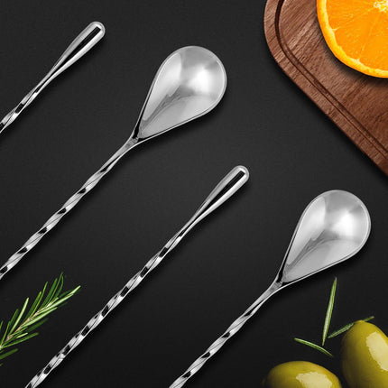 Zulay Premium 12 Inch Stainless Steel Cocktail Spoon - Long Attractive Spiral Design for Layering Drinks - Bar Spoon & Cocktail Mixing Spoon for Cocktail Shakers, Tall Cups & Pitchers (Silver).
