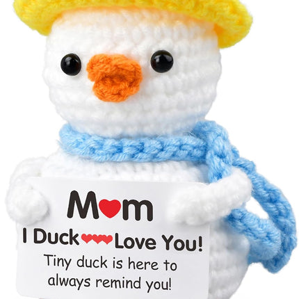 Gifts for Mom,Birthday Valentines Day Gifts for Women,Stocking Stuffers for Women I Duck Love You Mom Handmade Crochet Funny Cool Cute Small Duck.
