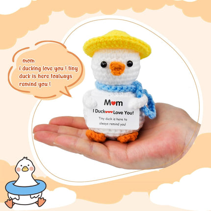 Gifts for Mom,Birthday Valentines Day Gifts for Women,Stocking Stuffers for Women I Duck Love You Mom Handmade Crochet Funny Cool Cute Small Duck.