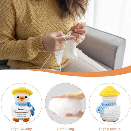 Gifts for Mom,Birthday Valentines Day Gifts for Women,Stocking Stuffers for Women I Duck Love You Mom Handmade Crochet Funny Cool Cute Small Duck.