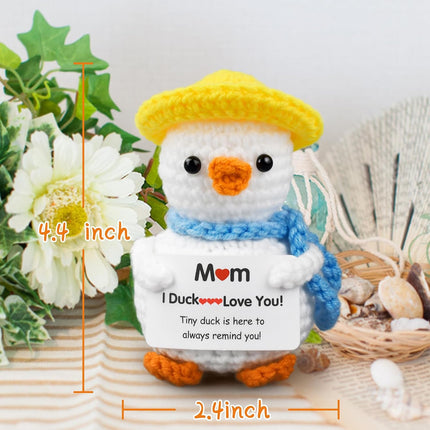 Gifts for Mom,Birthday Valentines Day Gifts for Women,Stocking Stuffers for Women I Duck Love You Mom Handmade Crochet Funny Cool Cute Small Duck.