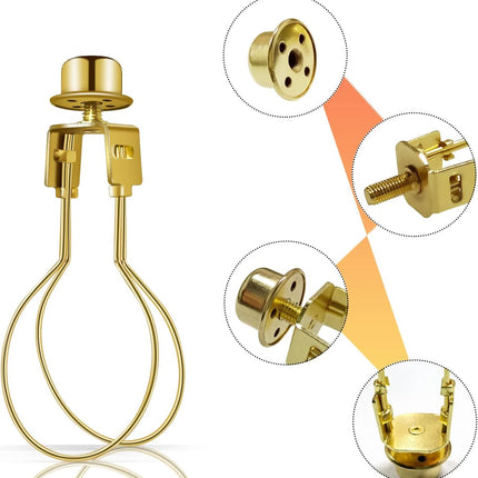 Lamp Holder for Clip-on Light Bulbs with Levellers, Include Finial - DIY Adapter for Shades (1 Pc, Gold).