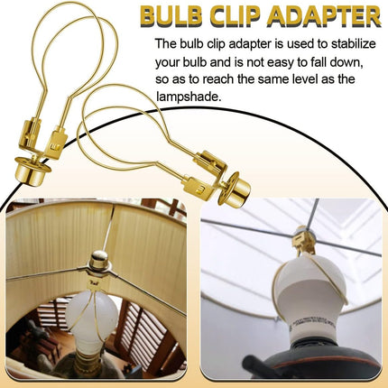 Lamp Holder for Clip-on Light Bulbs with Levellers, Include Finial - DIY Adapter for Shades (1 Pc, Gold).