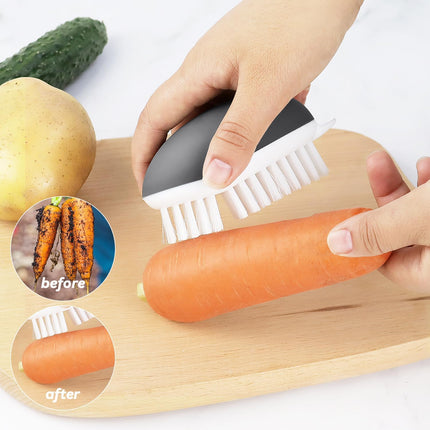 Vegetable Brush Potato Scrubber Brush Non Slip Comfortable Fruit Cleaning Tools for Washing Fruit Mushrooms Carrot or Tough-Skinned Vegetables (1 Pack Grey).