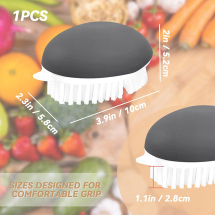 Vegetable Brush Potato Scrubber Brush Non Slip Comfortable Fruit Cleaning Tools for Washing Fruit Mushrooms Carrot or Tough-Skinned Vegetables (1 Pack Grey).