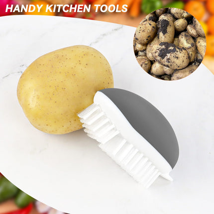 Vegetable Brush Potato Scrubber Brush Non Slip Comfortable Fruit Cleaning Tools for Washing Fruit Mushrooms Carrot or Tough-Skinned Vegetables (1 Pack Grey).