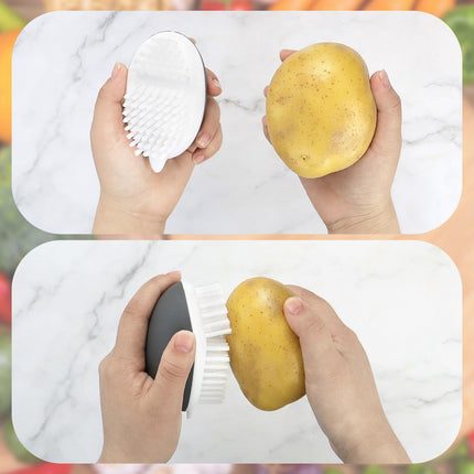 Vegetable Brush Potato Scrubber Brush Non Slip Comfortable Fruit Cleaning Tools for Washing Fruit Mushrooms Carrot or Tough-Skinned Vegetables (1 Pack Grey).