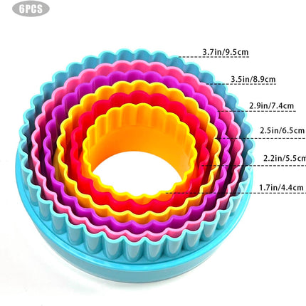 Cookie Biscuit Cutter Set, Two Side Cookie Cutters Plastic Set Multi-size Cake Fruit Vegetable Shapes Cutter Random color (Round Shaped, 6 Pack).