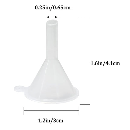 30 Pcs Small Mini Clear Plastic Funnels for Lab Bottles, Essential Oils, Perfumes, Spices, Sand Art, Powder.