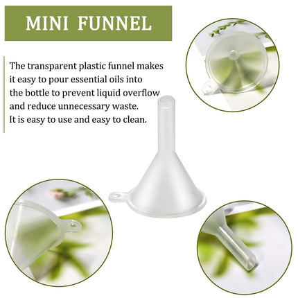 30 Pcs Small Mini Clear Plastic Funnels for Lab Bottles, Essential Oils, Perfumes, Spices, Sand Art, Powder.
