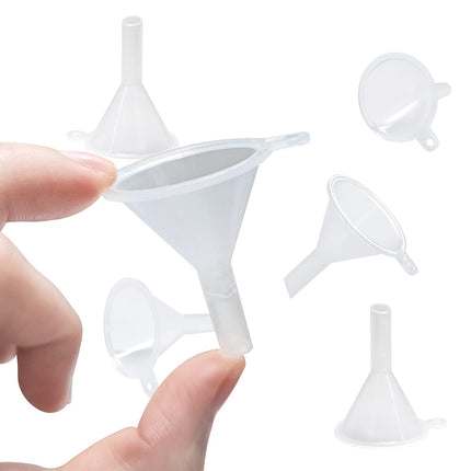 30 Pcs Small Mini Clear Plastic Funnels for Lab Bottles, Essential Oils, Perfumes, Spices, Sand Art, Powder.