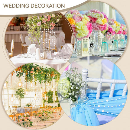 100 Feet Faux Pearls String Beads Fishing Line Artificial Decoration Pearl Strand Roll Beaded for Wedding Valentine Decoration DIY Accessories Party Supplies (White).