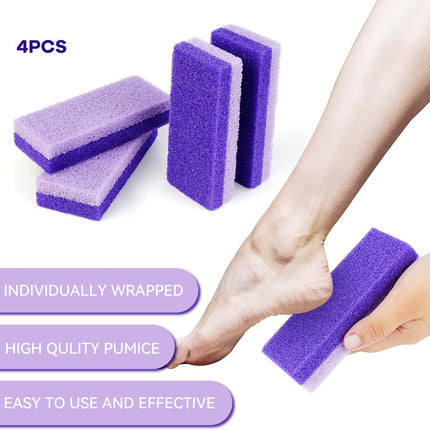 4 Pcs Foot Pumice Stone and Scrubber for Feet and Heels Callus and Dead Skins (Purple).