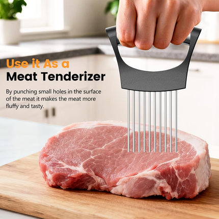 Onion Holder for Slicing, 304 Stainless Steel Onion Slicer Holder, Tomato & Vegetable Cutter, Fruit Slicer & Meat Tenderizer, Ergonomic Kitchen Gadget for Safe, Even & Odor-Free Cutting, Home Cooking.