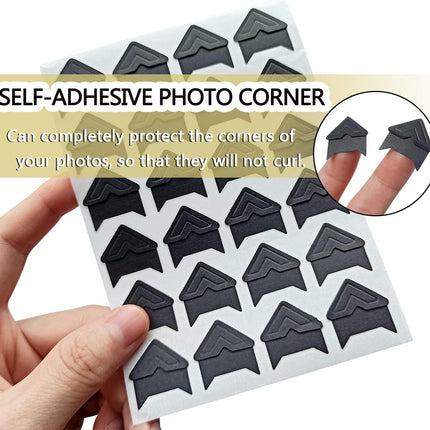 12 Sheets 288 Count Self-Adhesive Photo Corners Stickers, Acid Free Photo Mounting Corners for Scrapbooks, Memory Books, DIY Picture Album, Journal (Black).