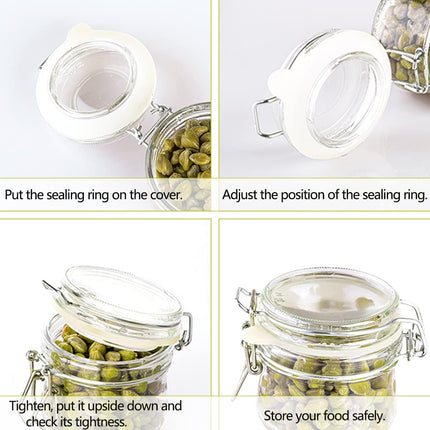 8 Pieces Silicone Jar Replacement Gasket, 3.75 Inch Sealing Rings for Glass Clip Top Jars, Leak-Proof Canning Silicone Fitting Seals(White).