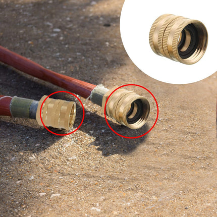 Garden Hose Adapter, 3/4 Inch Solid Brass Hose Connectors, 2 Pack Hose Connector with 2 Extra Washers (Female to Female).