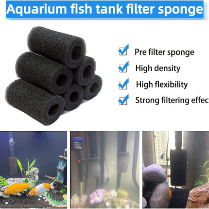 6pcs Pre-Filter Sponge, Pre Filter Foam Sponge Roll for Aquarium Fish Tank (6 x 3.5cm /2.4x1.4 inch).