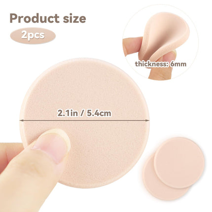 2 Pcs Makeup Sponges with Travel Case, Facial Primer Compact Powder Puff, Cosmetics Blush Applicators Sponges for All Skin Types Wet and Dry Dual Use (Round).