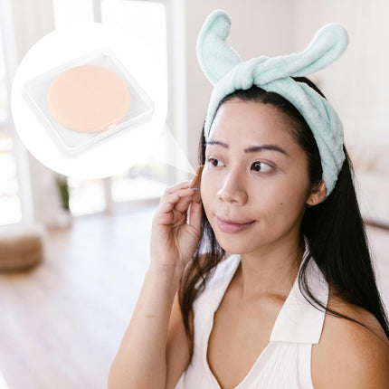 2 Pcs Makeup Sponges with Travel Case, Facial Primer Compact Powder Puff, Cosmetics Blush Applicators Sponges for All Skin Types Wet and Dry Dual Use (Round).