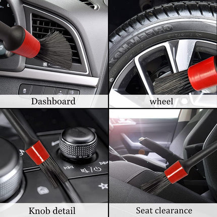 5 Different Sizes Detailing Brush Set, Wheel & Tire Brush, Perfect for Cleaning Wheels,Car Dashboard, Interior, Exterior, Leather, Air Vents, Emblems, Motorcy.