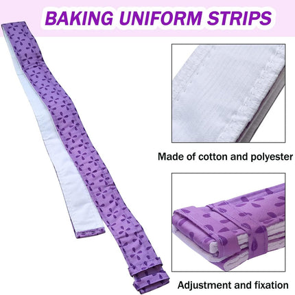 2 Piece Bake Even Cake Strips, Cake Pan Dampen Strips, Cake Pan Strips for Evenly Baked Cakes.