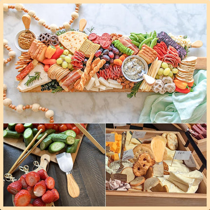 4-Piece Mini Wooden Handle Stainless Steel Cheese Set - Slicer, Knife, Fork, Butter Knife for Charcuterie & Cheese Spread.
