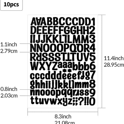 1260 Pieces 10 Sheets A4 Vinyl Letter Sticker, Self Adhesive Letters Numbers Mailbox Numbers Sticker for Signs, Window, Mailbox, Door (Black,1 Inch).
