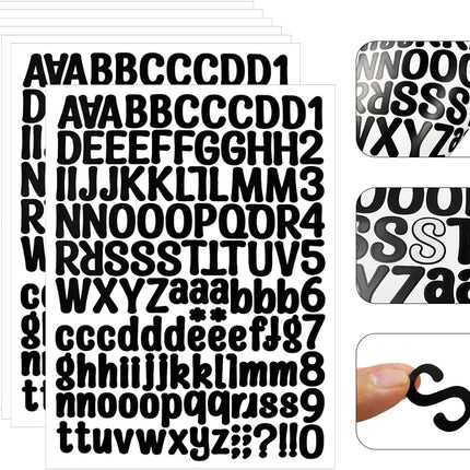 1260 Pieces 10 Sheets A4 Vinyl Letter Sticker, Self Adhesive Letters Numbers Mailbox Numbers Sticker for Signs, Window, Mailbox, Door (Black,1 Inch).