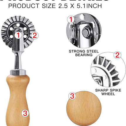 Pastry Wheel Cutter - Pasta Cutter Wheel - Ravioli Crimper Cutter Wheel for Home and Kitchen Use, 1.3inch.