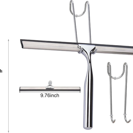 All Purpose Stainless Steel Squeegee for Glass Shower Doors, Car Window, Home Mirrors, Bathroom Shower Cleaner Wiper 10 inches.