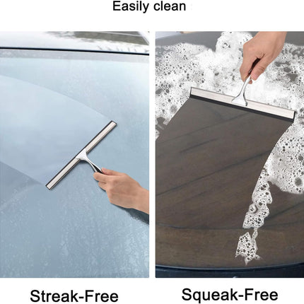 All Purpose Stainless Steel Squeegee for Glass Shower Doors, Car Window, Home Mirrors, Bathroom Shower Cleaner Wiper 10 inches.