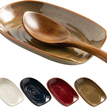 Ceremic Spoon Rest for Stove Top, Spoon Holder for Kitchen Counter, Coffee Spoon Rest, Cooking Utensil Rest for Ladles, Kitchen Decor, Housewarming Gifts, 1 pack (brown).
