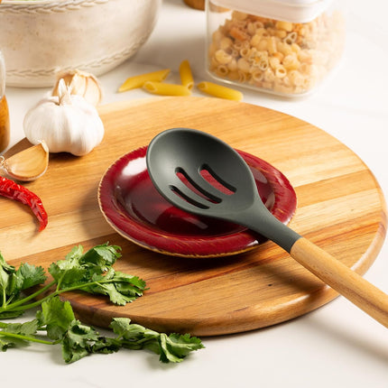 Ceremic Spoon Rest for Kitchen Counter, Spoon Holder for Stove Top, Coffee Spoon Rest, Cooking Utensil Rest for Ladles, Spatula, Spoons or Tongs, Kitchen Decor, Housewarming Gifts, 1 pack (red).