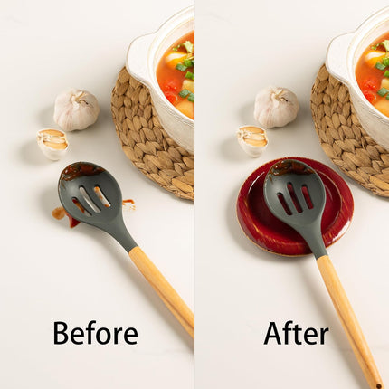 Ceremic Spoon Rest for Kitchen Counter, Spoon Holder for Stove Top, Coffee Spoon Rest, Cooking Utensil Rest for Ladles, Spatula, Spoons or Tongs, Kitchen Decor, Housewarming Gifts, 1 pack (red).