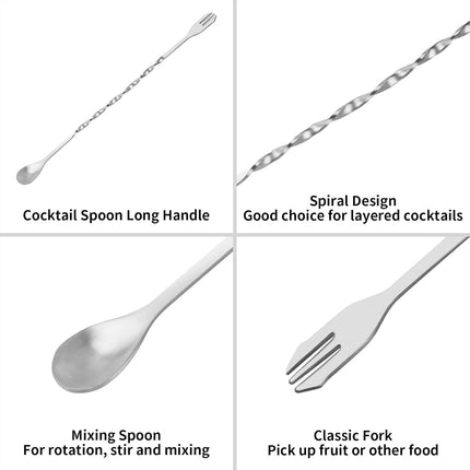 Muddler for Cocktails, 10" Muddler and Long Handle Bar Cocktail Mixing Spoon, Stainless Steel Stirrer, Bar Accessories Tools for Mojitos Fruit Drinks.