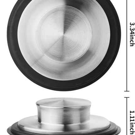 Kitchen Sink Drain Stopper Cover, 2PCS Stainless Steel Garbage Disposal Stopper 3.34 Inch Drain Plug, Fits Standard Kitchen Sink Size of 3-1/2 Inch.