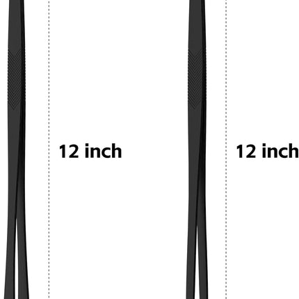 Kitchen Tongs for Cooking - 2PCS 12" Stainless Steel Cooking Tongs Tweezers, Metal Fine Kitchen Utensils with Precision Serrated Tips, Professional Chef Tweezers for Serving, BBQ, Pasta, Salad.