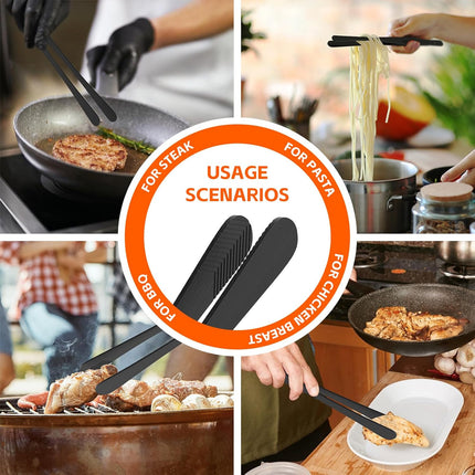 Kitchen Tongs for Cooking - 2PCS 12" Stainless Steel Cooking Tongs Tweezers, Metal Fine Kitchen Utensils with Precision Serrated Tips, Professional Chef Tweezers for Serving, BBQ, Pasta, Salad.