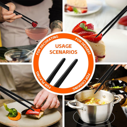 Kitchen Tongs for Cooking - 2PCS 12" Stainless Steel Cooking Tongs Tweezers, Metal Fine Kitchen Utensils with Precision Serrated Tips, Professional Chef Tweezers for Serving, BBQ, Pasta, Salad.