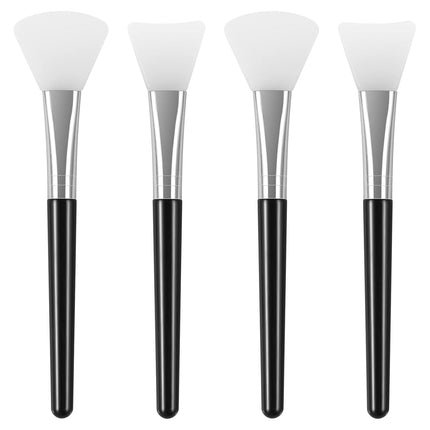 4PCS Silicone Face Mask Brush Applicator, Flexible Silicone Brush for Face for Mud, Clay, DIY Mask, Body Lotion, BB Cream (Black).