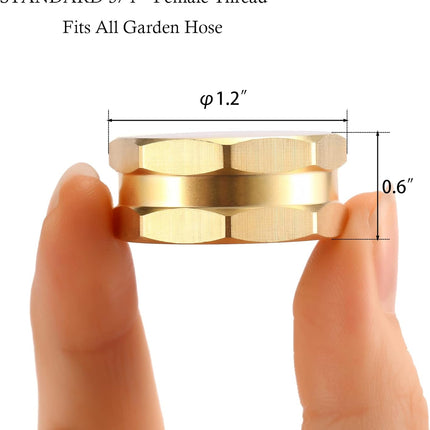 4 Pack Garden Hose End Caps with Washers, Brass Spigot Cap, 3/4" Female End Cap.